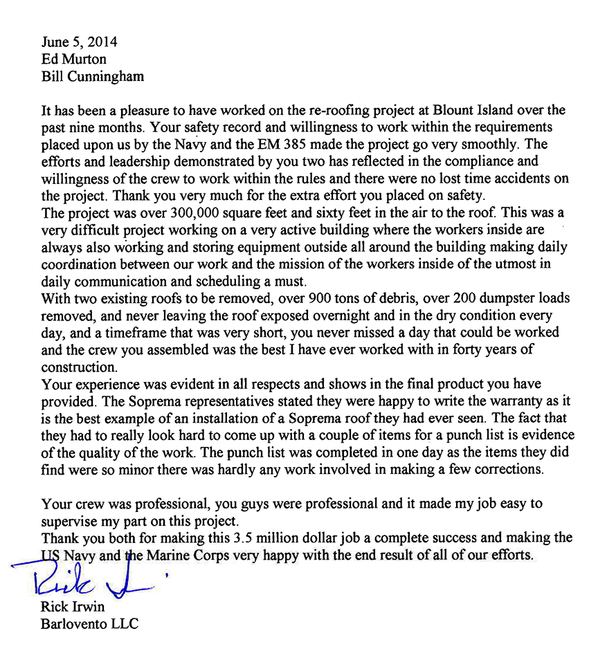 Letter to Bill and ED June 5 2014